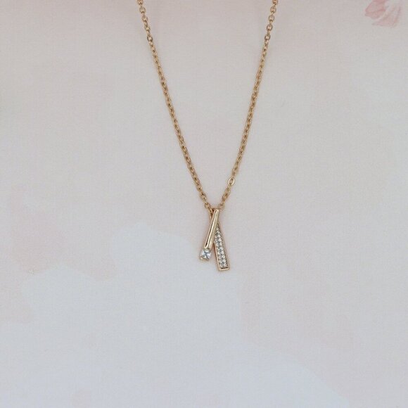 "Elegant Rose Gold Plated Necklace w/ CZ Pendant,  XPNL0159 - Picture 7 of 13